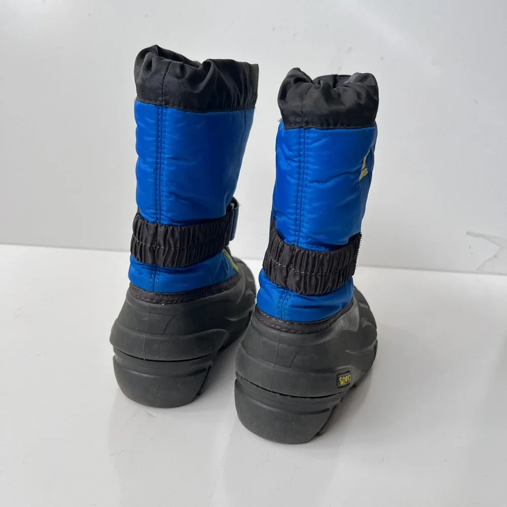 Sorel Snow Commander Boots Size 12 Kids Blue Black Waterproof Winter‎ Insulated